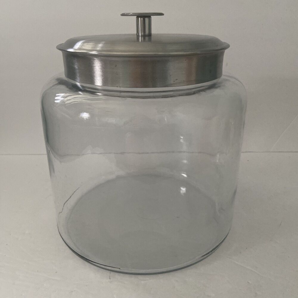 Glass Storage Jar Silver Lid Large Round Cookie Storage Kitchen Decor Kardashian